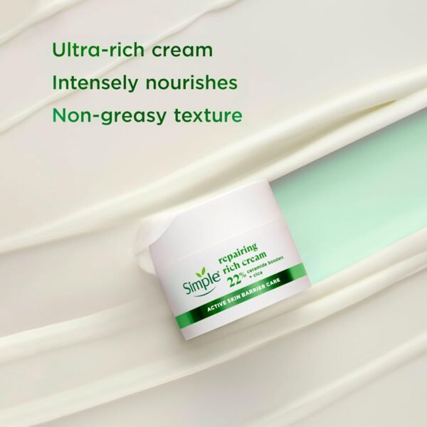 Simple Repairing Rich Face Cream facial moisturiser with 22% ceramide boosters - sensitive skin 50 ml - Image 2