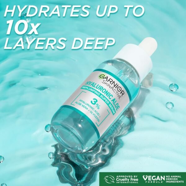 Garnier SkinActive Hyaluronic Aloe Super Serum - With 3% Hyaluronic Acid Aloe Vera & Glycerin, 30ml - Image 2