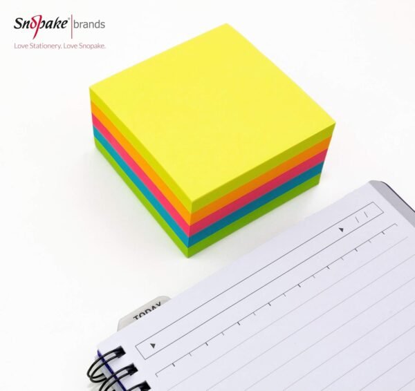 Snopake 76 x 76 mm Neon Assorted Sticky Notes [Cube of 450 Sheets] 11702, Neon/Assorted Colours - Image 2