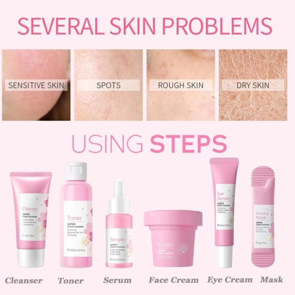 Skincare Gifts For Teenage Girls,Cherry Blossom Skincare Sets,Facial kit,Pamper Sets For Women Gifts - Image 4