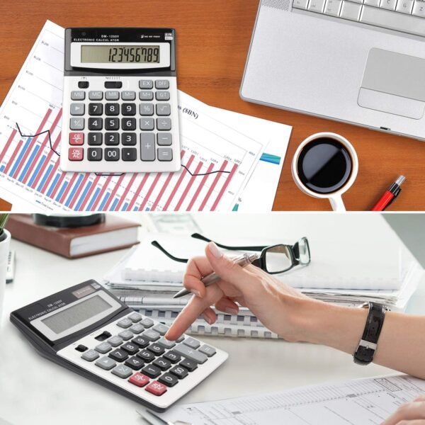 Calculators HIHUHEN Large Calculator Solar & Battery Power 12 Digit Display (1 x Calculator) - Image 3